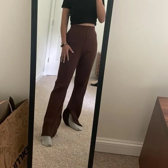 NWOT SHEIN High Waist Split Hem Knit Pants - Picture 4 of 4